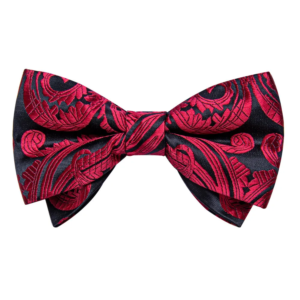Ties2you Black Burgundy Paisley Jacquard Men's Collar Vest Tie Set sold by Ties2You product image thumbnail 5