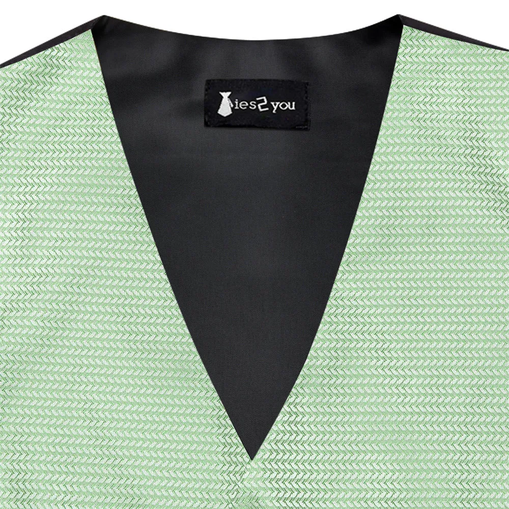 Ties2you Light Green Paisley Pattern V-Neck Silk Vest Necktie Set sold by Ties2You product image thumbnail 4