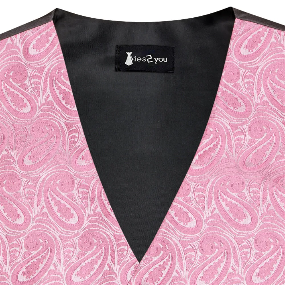 Ties2you Pink Paisley Pattern V-Neck Silk Vest Necktie Set sold by Ties2You product image thumbnail 5