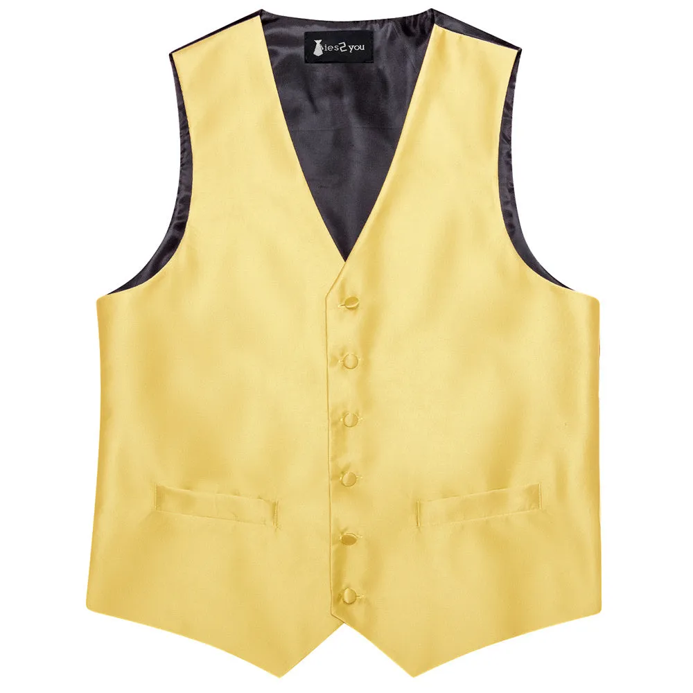 Ties2you Gold Yellow Solid Pattern V-Neck Silk Vest Necktie Set sold by Ties2You product image thumbnail 5