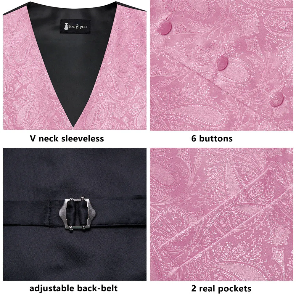 Ties2you Champagne Paisley Pattern V-Neck Silk Vest Necktie Set sold by Ties2You product image thumbnail 4