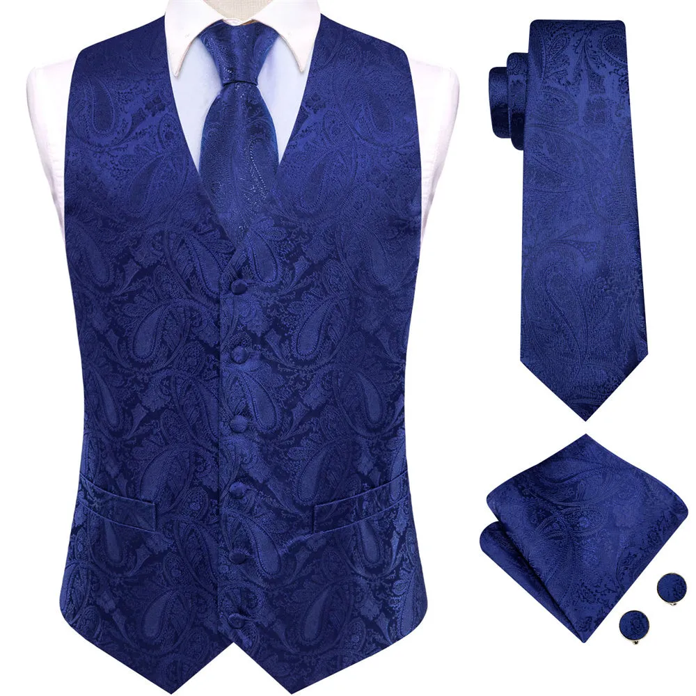 Ties2you Burgundy Paisley Pattern V-Neck Silk Vest Necktie Set sold by Ties2You product image thumbnail 3