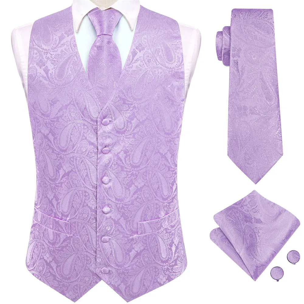 Ties2you Light Blue Paisley Pattern V-Neck Silk Vest Necktie Set sold by Ties2You product image thumbnail 2