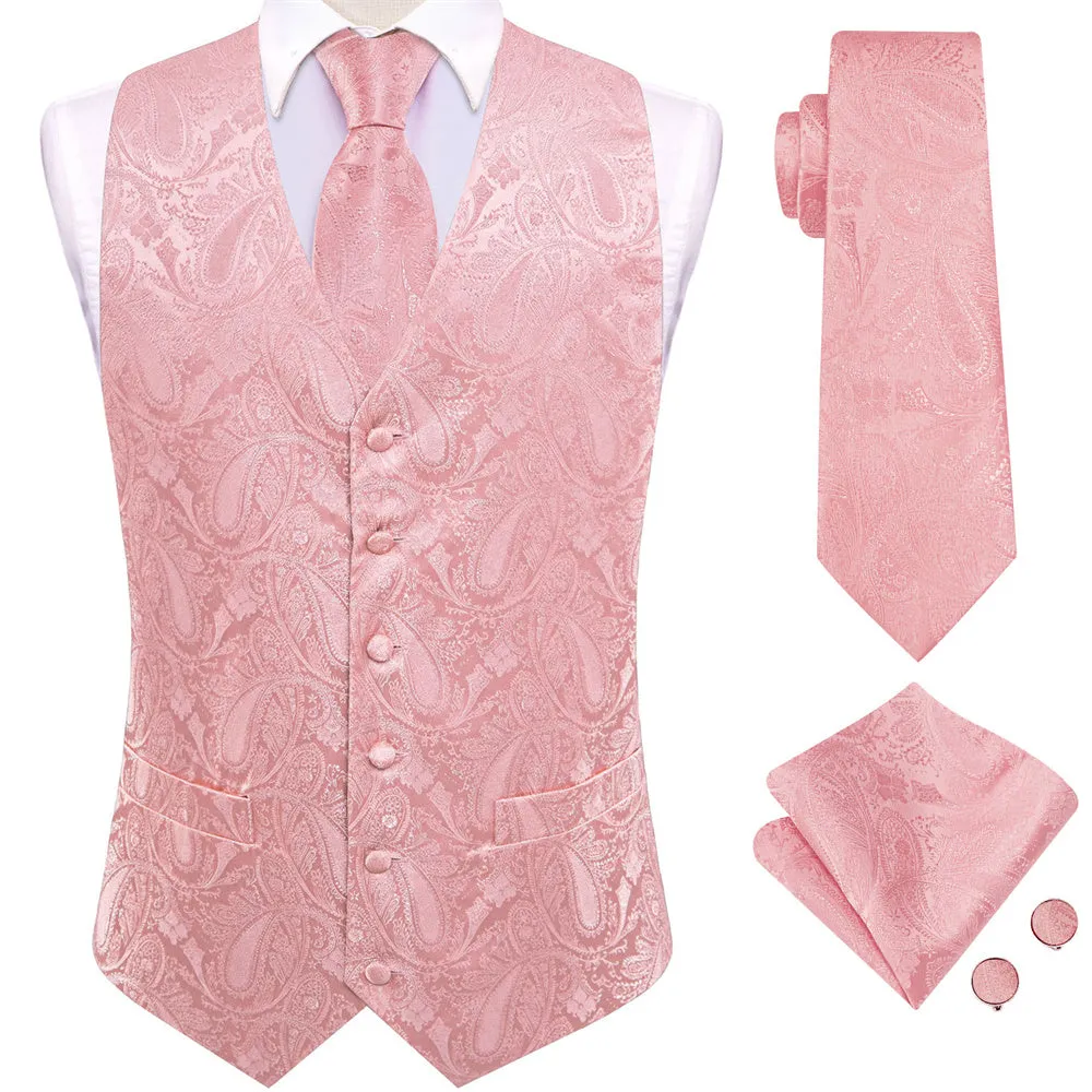 Ties2you Light Blue Paisley Pattern V-Neck Silk Vest Necktie Set sold by Ties2You product image thumbnail 5