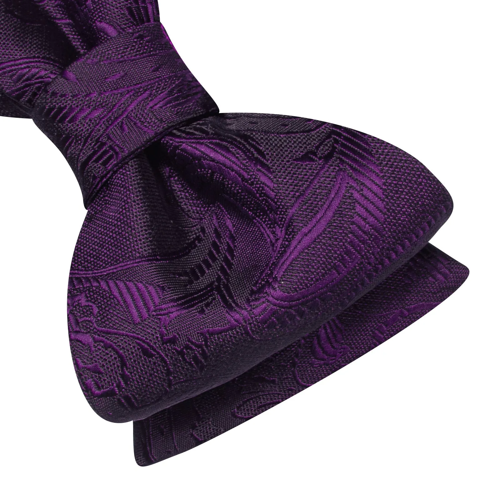 Ties2you Dark Purple Floral Self-tied Bow Tie Pocket Square Cufflinks Set sold by Ties2You product image thumbnail 5