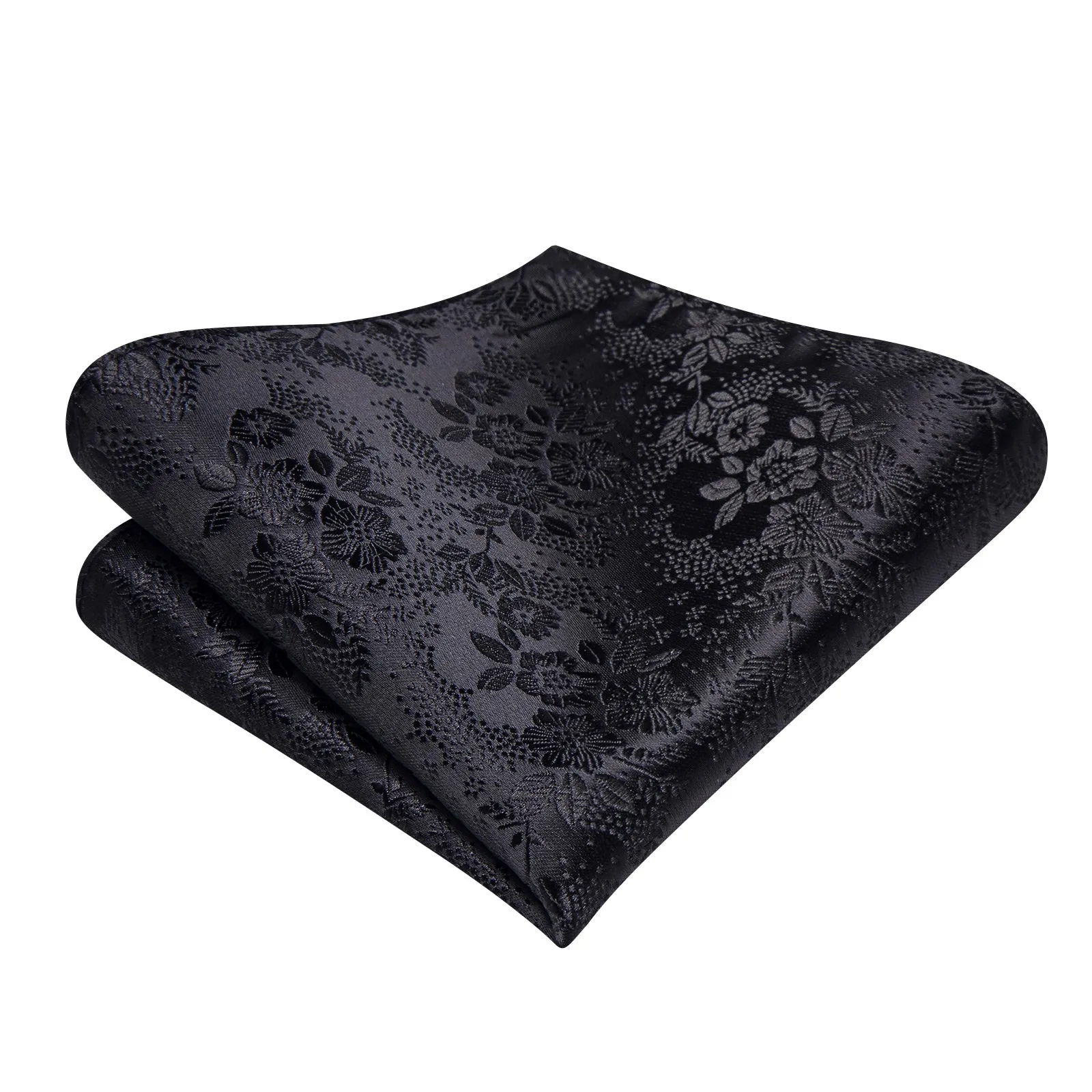 Ties2you Black Floral Self-tied Bow Tie Pocket Square Cufflinks Set sold by Ties2You product image thumbnail 5