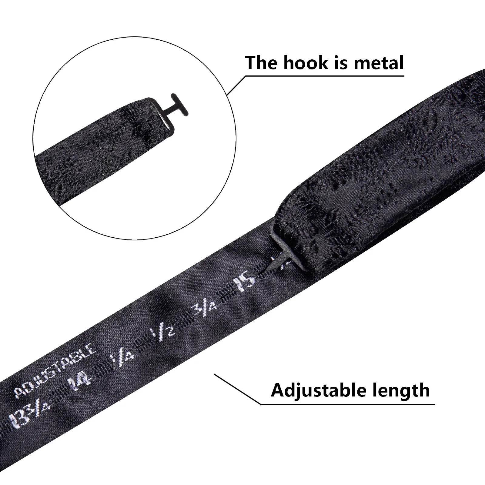 Ties2you Black Floral Self-tied Bow Tie Pocket Square Cufflinks Set sold by Ties2You product image thumbnail 4