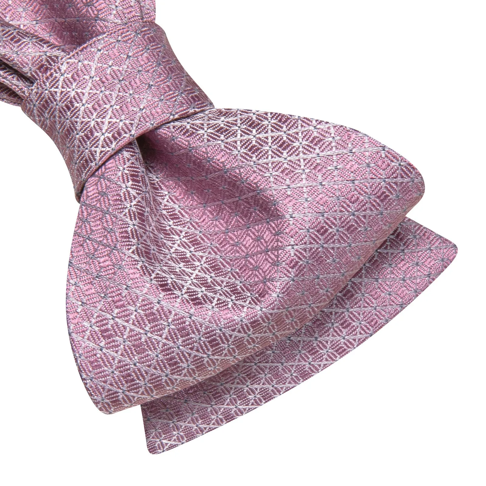 Ties2you Pink Geometric Self-tied Bow Tie Pocket Square Cufflinks Set sold by Ties2You product image thumbnail 3