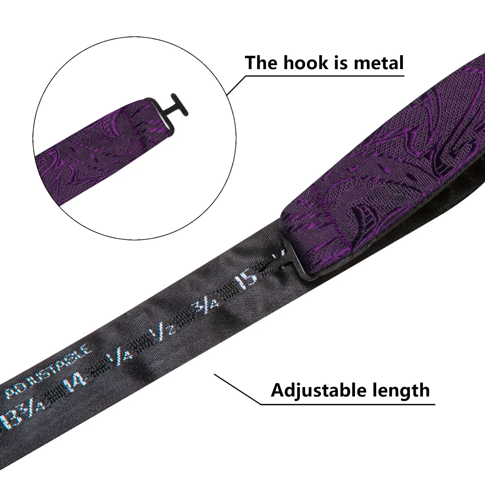 Ties2you Purple Paisley Silk Self-tied Bow Tie Pocket Hanky Set sold by Ties2You product image thumbnail 5