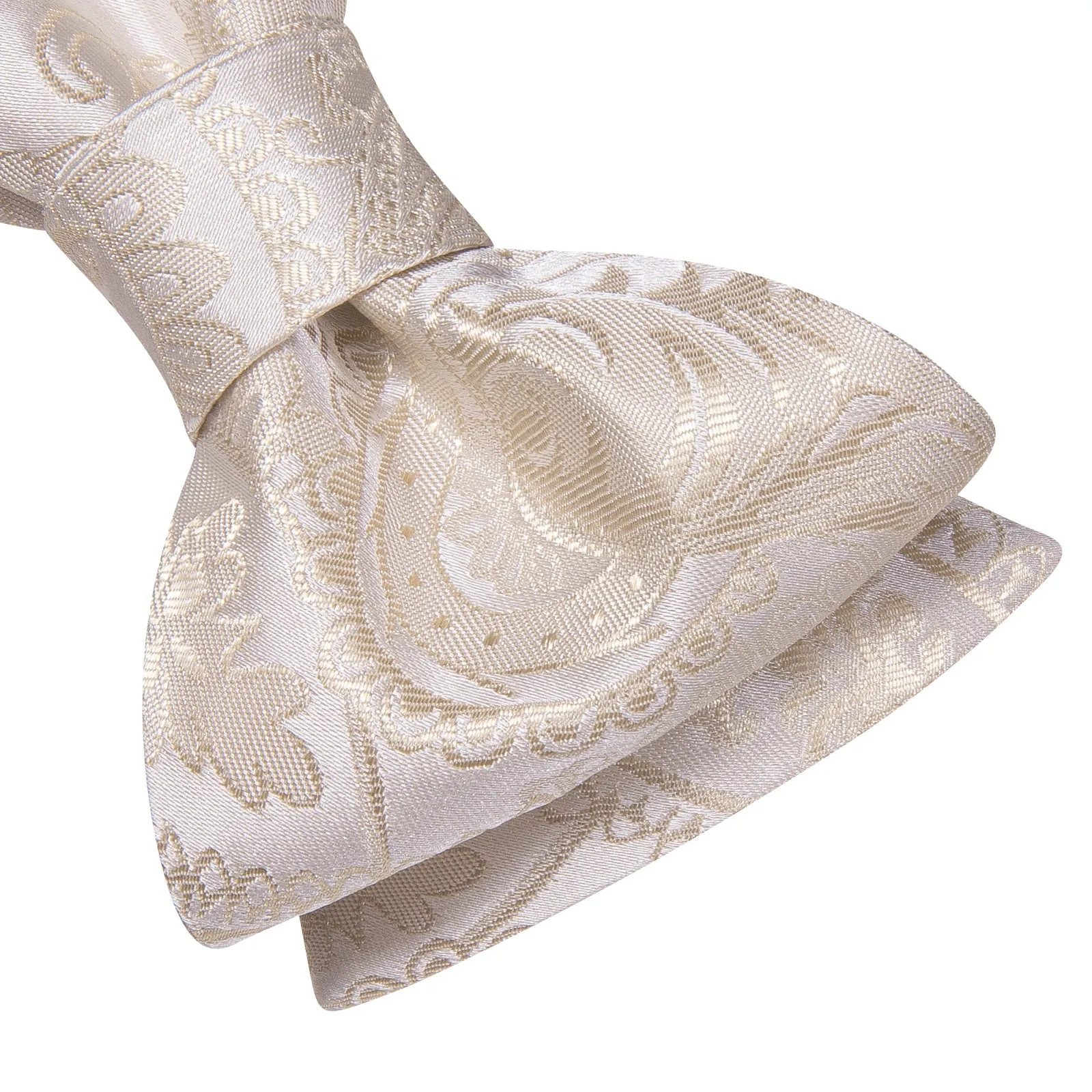 Ties2you Champagne Paisley Silk Self-tied Bow Tie Pocket Hanky Set sold by Ties2You product image thumbnail 3
