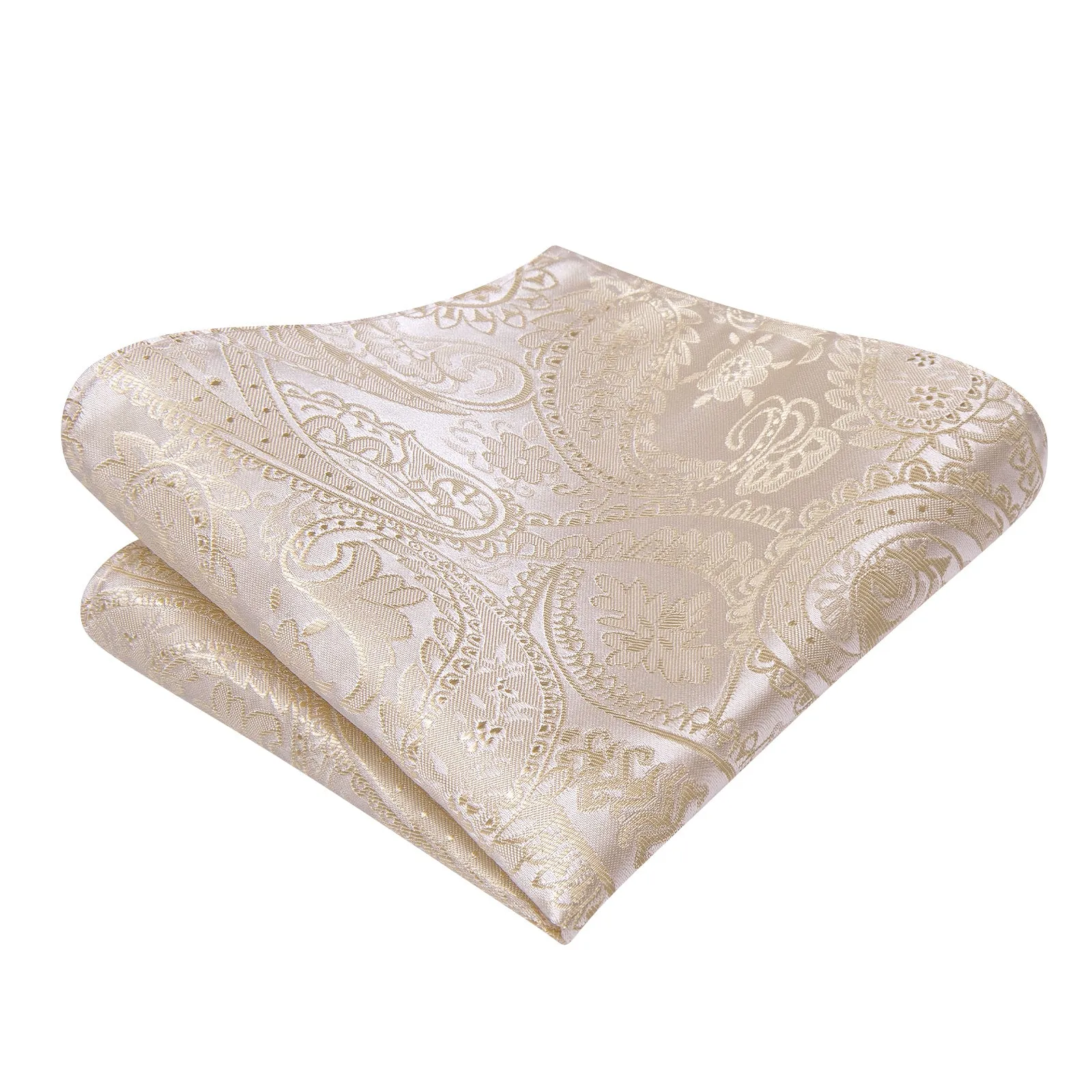 Ties2you Champagne Paisley Silk Self-tied Bow Tie Pocket Hanky Set sold by Ties2You product image thumbnail 5