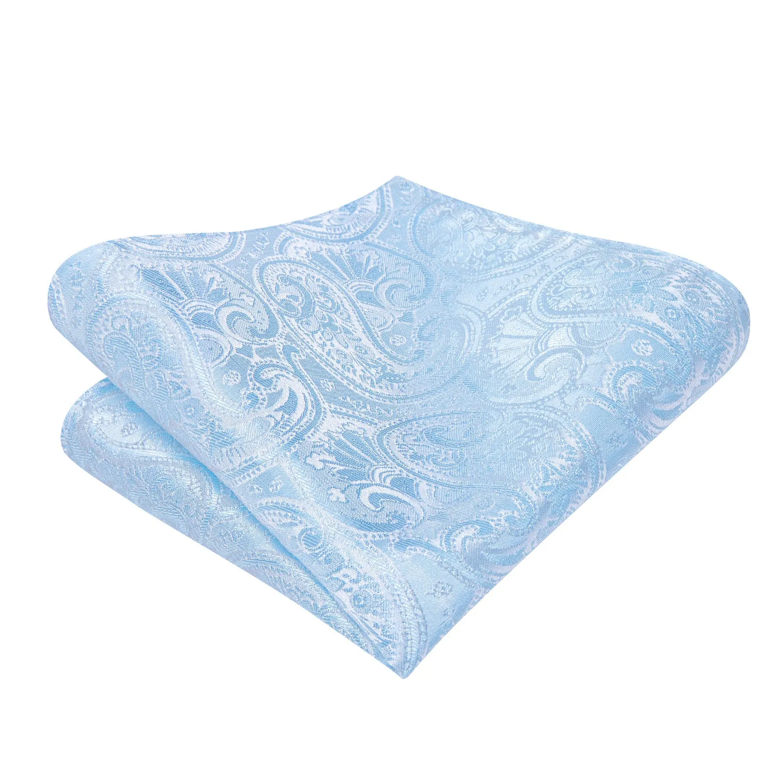 Ties2you Pale Sky Blue Paisley Silk Self-tied Bow Tie Pocket Square Cufflinks Set sold by Ties2You product image thumbnail 4