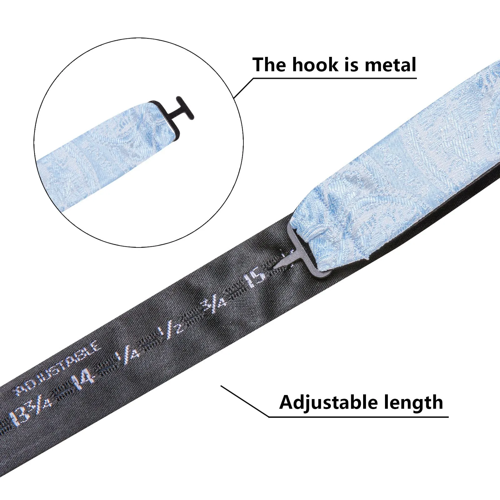 Ties2you Pale Sky Blue Paisley Silk Self-tied Bow Tie Pocket Square Cufflinks Set sold by Ties2You product image thumbnail 5