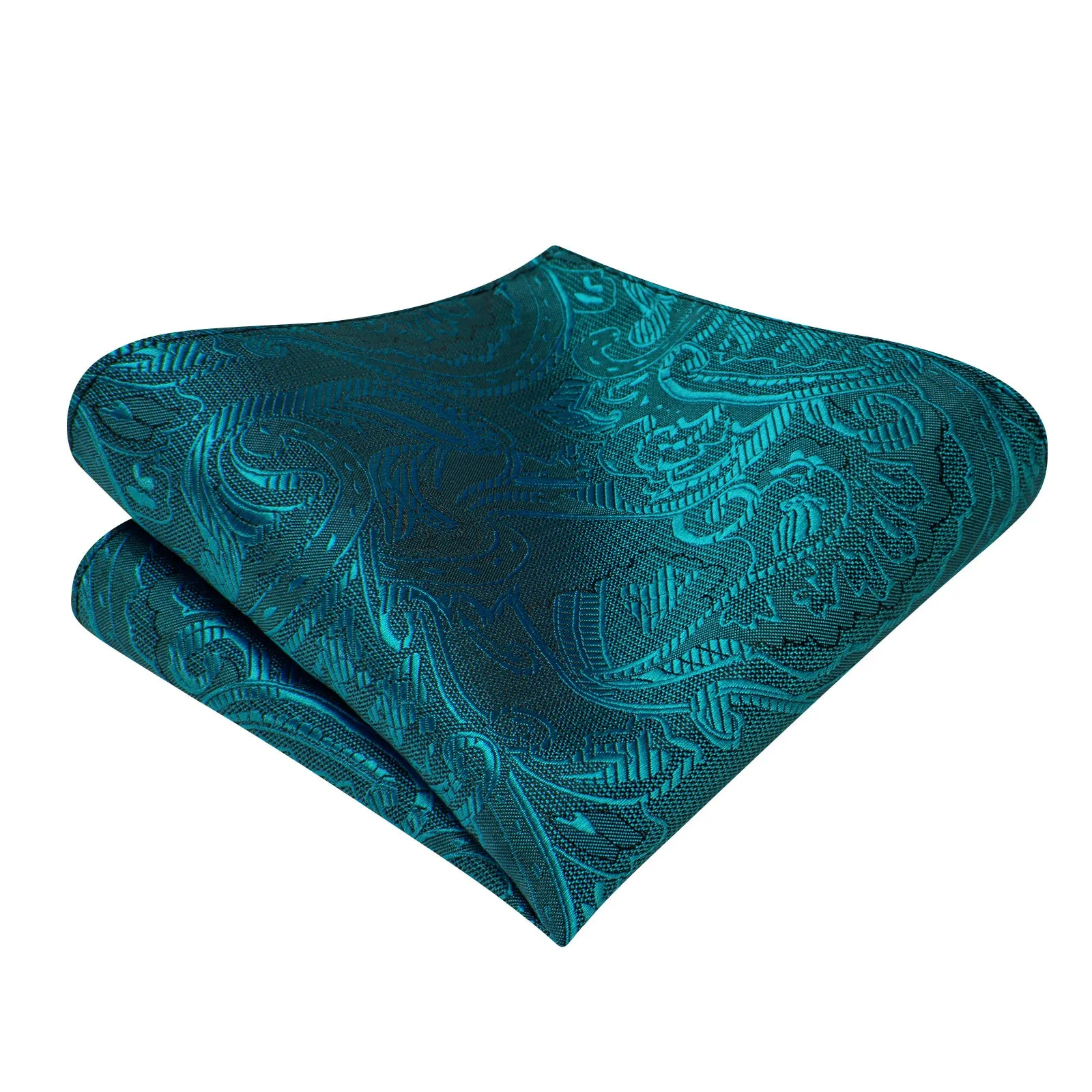 Ties2you Teal Blue Floral Self-tied Bow Tie Pocket Square Cufflinks Set sold by Ties2You product image thumbnail 3