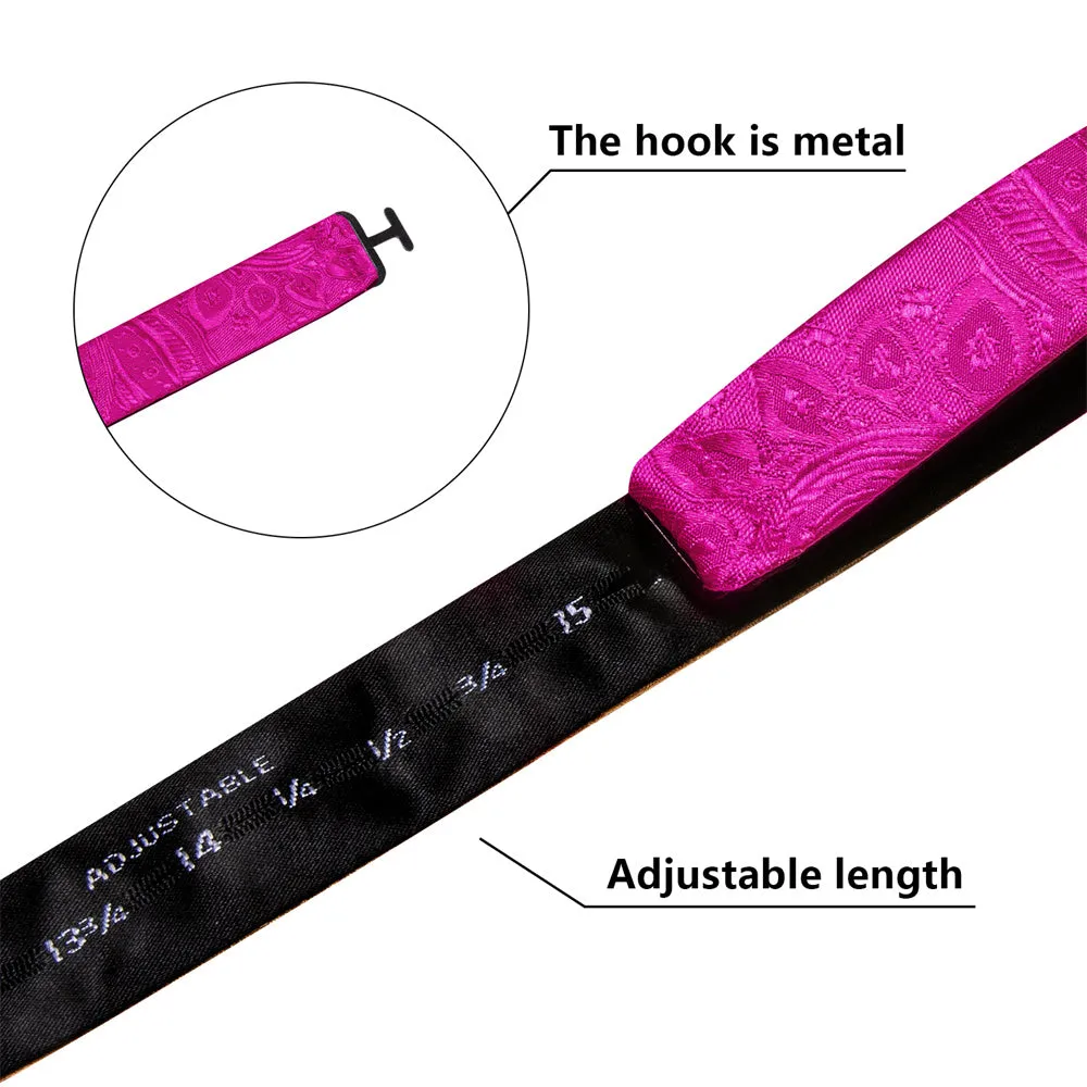 Ties2you Ruby Red Paisley Self-tied Bow Tie Pocket Square Cufflinks Set sold by Ties2You product image thumbnail 4