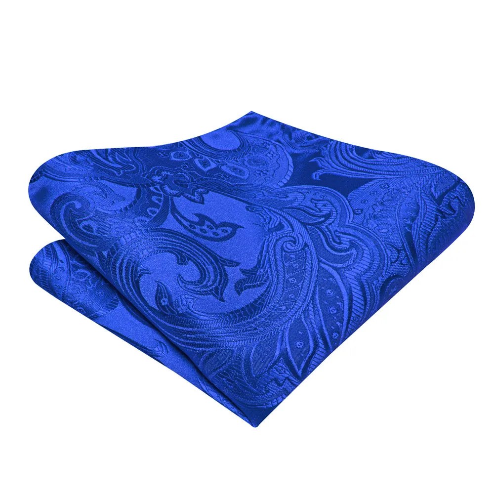 Ties2you Royal Blue Paisley Self-tied Bow Tie Pocket Square Cufflinks Set sold by Ties2You product image thumbnail 5