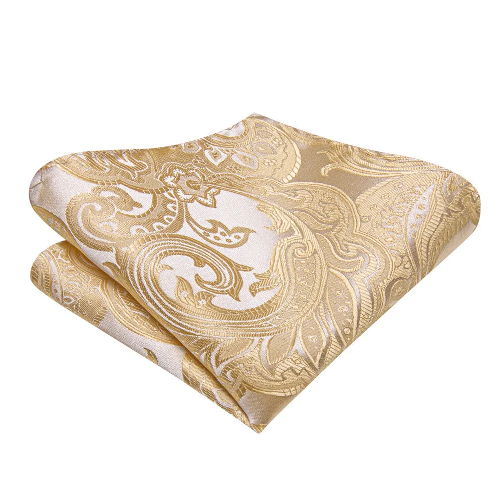 Ties2you Champagne Paisley Self-tied Bow Tie Pocket Square Cufflinks Set sold by Ties2You product image thumbnail 5