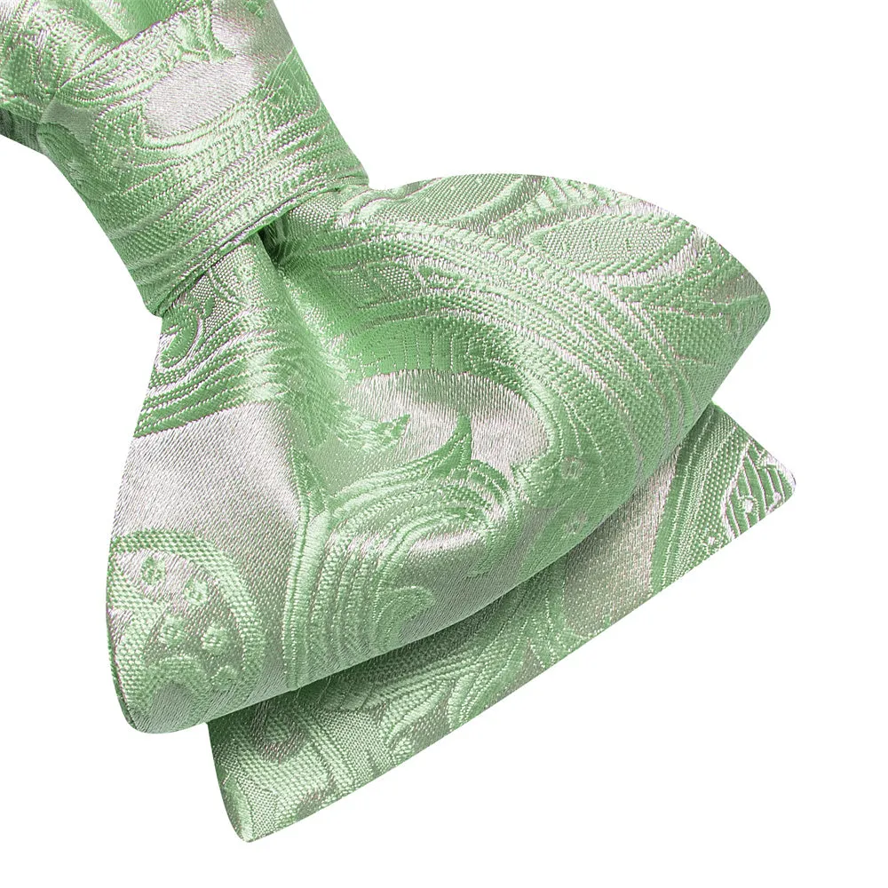 Ties2you Orange Paisley Self-tied Bow Tie Pocket Square Cufflinks Set sold by Ties2You product image thumbnail 5