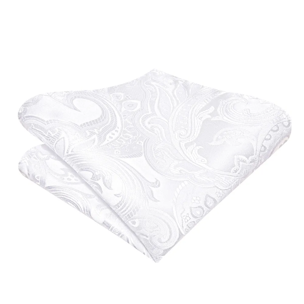 Ties2you White Paisley Self-tied Bow Tie Pocket Square Cufflinks Set sold by Ties2You product image thumbnail 3