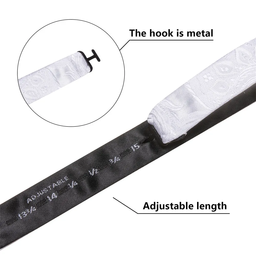 Ties2you White Paisley Self-tied Bow Tie Pocket Square Cufflinks Set sold by Ties2You product image thumbnail 5