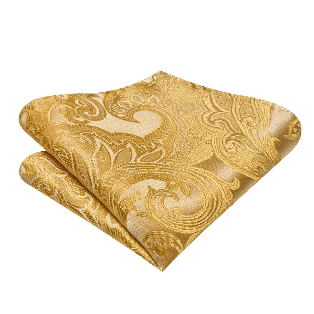 Ties2you Gold Paisley Self-tied Bow Tie Pocket Square Cufflinks Set sold by Ties2You product image thumbnail 3