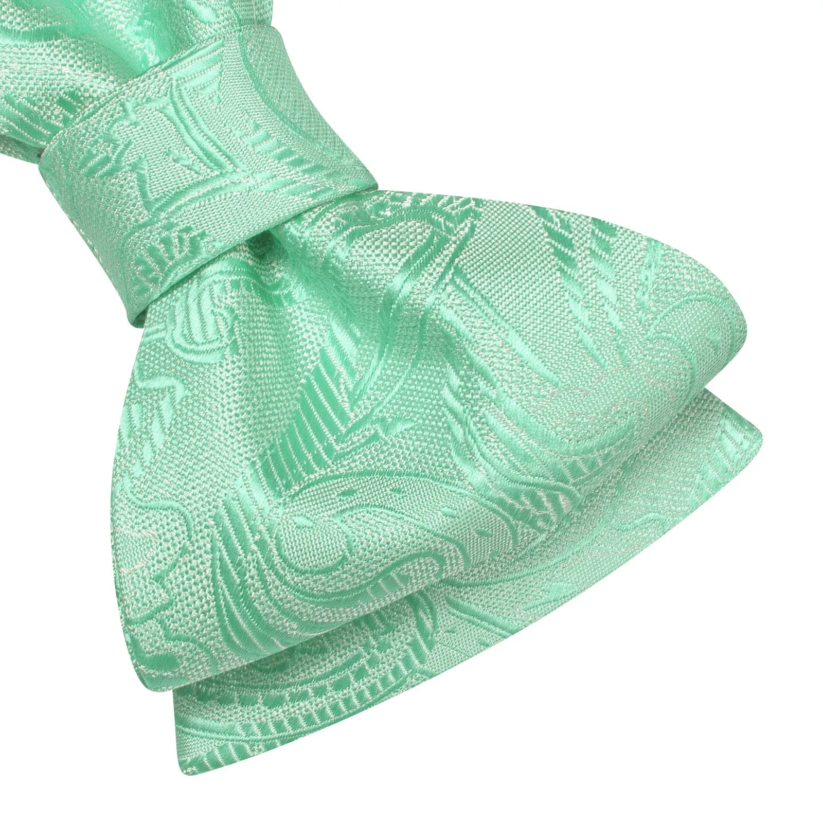 Ties2you Turquoise Green Floral Self-tied Bow Tie Pocket Square Cufflinks Set sold by Ties2You product image thumbnail 5