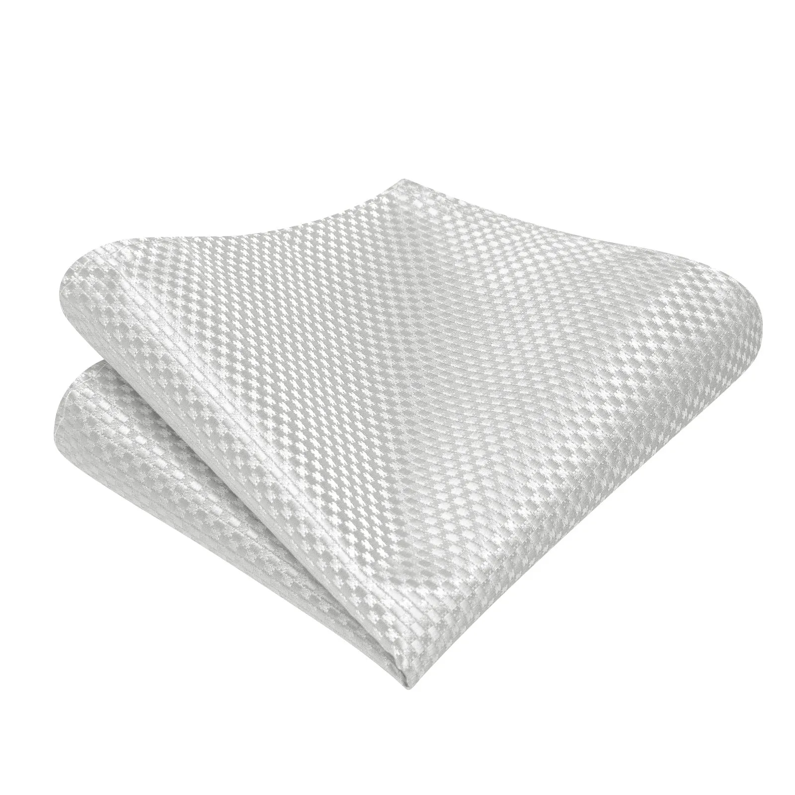 Ties2you White Geometric Self-tied Bow Tie Pocket Square Cufflinks Set For Wedding sold by Ties2You product image thumbnail 3