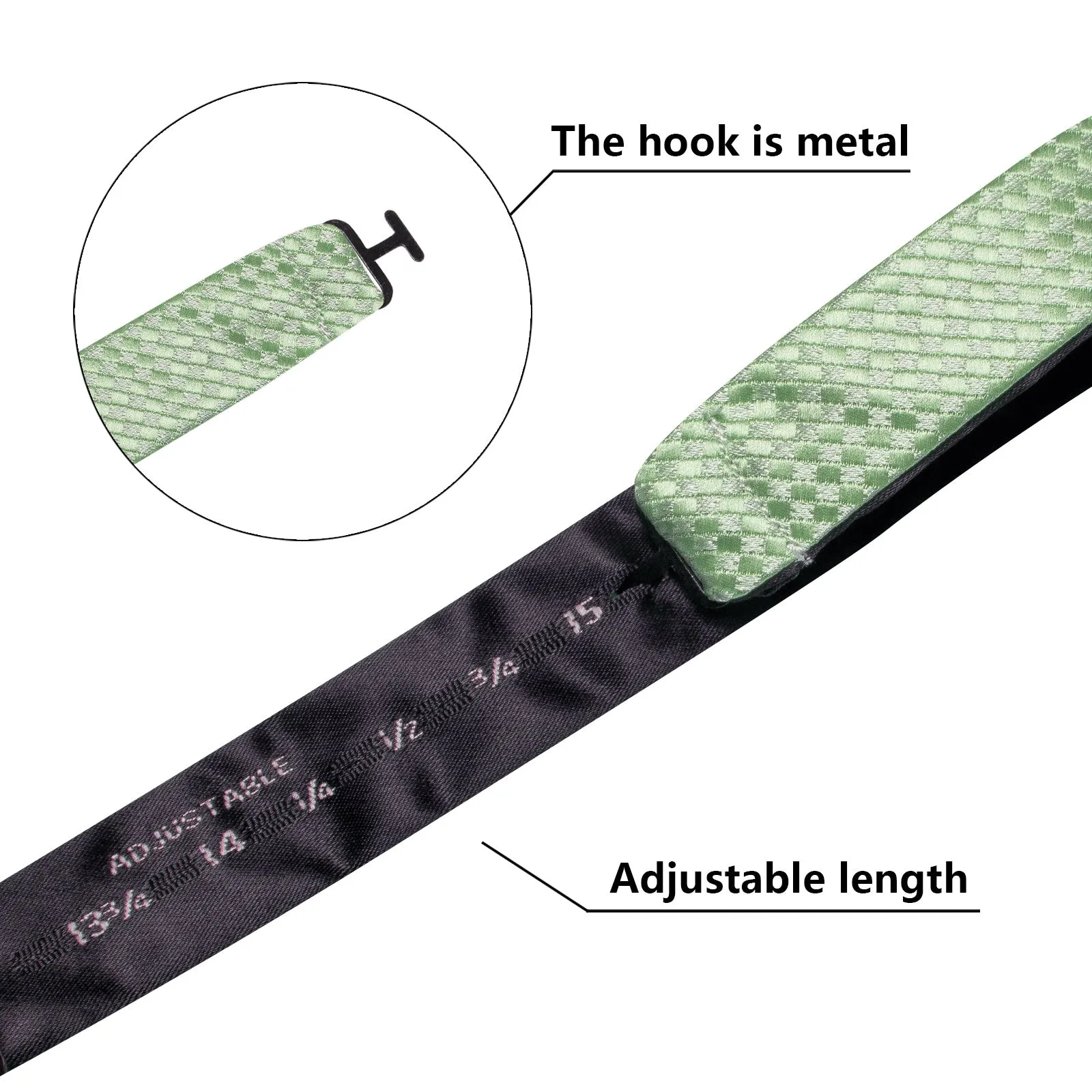 Ties2you Green Geometric Self-tied Bow Tie Pocket Square Cufflinks Set sold by Ties2You product image thumbnail 4