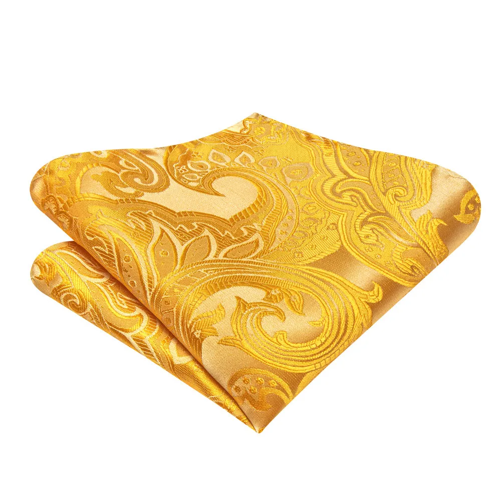 Ties2you Gold Yellow Paisley Self-tied Bow Tie Pocket Square Cufflinks Set sold by Ties2You product image thumbnail 4