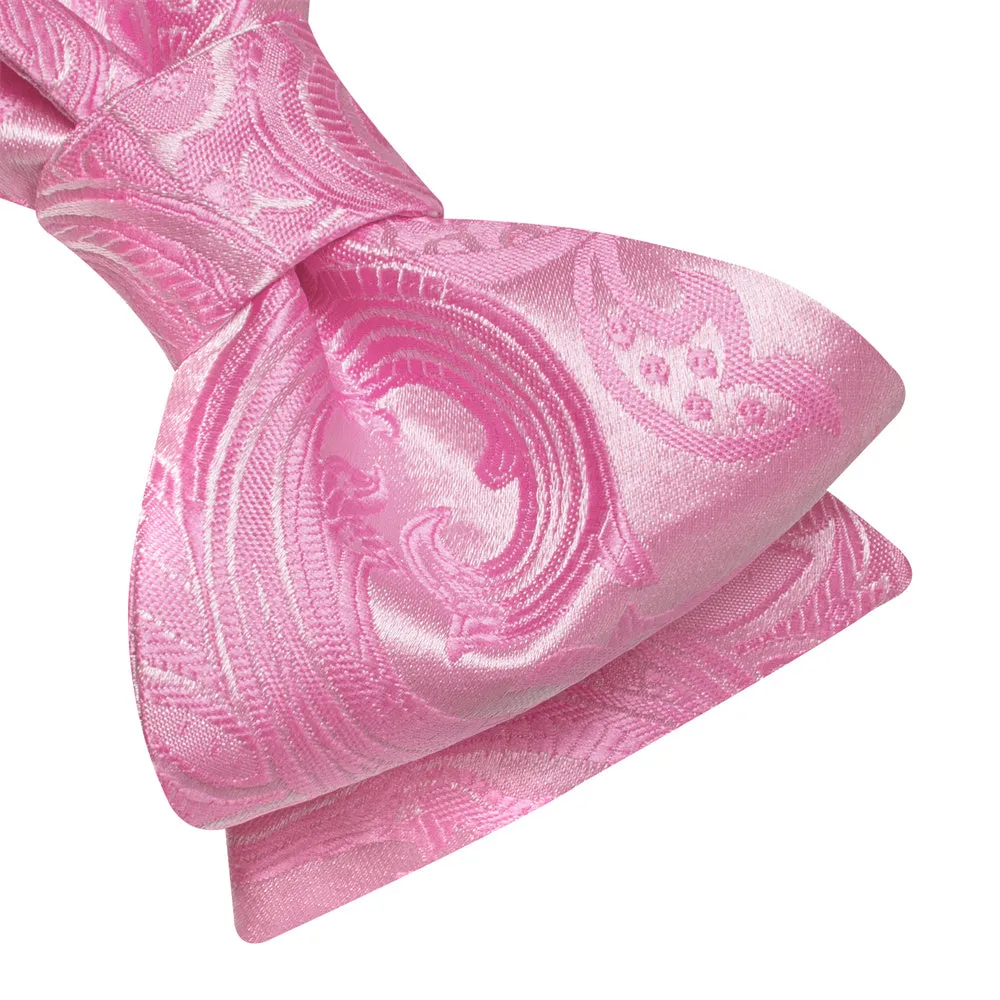 Ties2you Pink Paisley Self-tied Bow Tie Pocket Square Cufflinks Set sold by Ties2You product image thumbnail 4