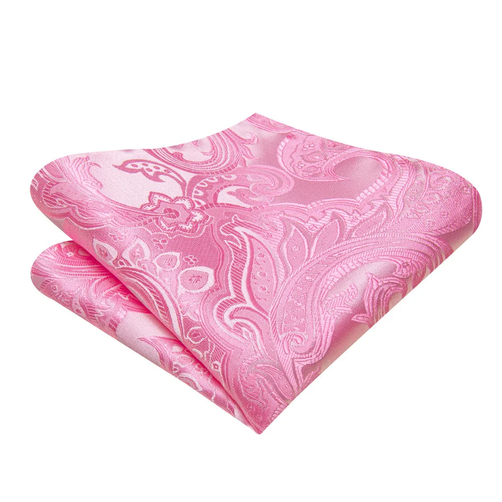 Ties2you Pink Paisley Self-tied Bow Tie Pocket Square Cufflinks Set sold by Ties2You product image thumbnail 5