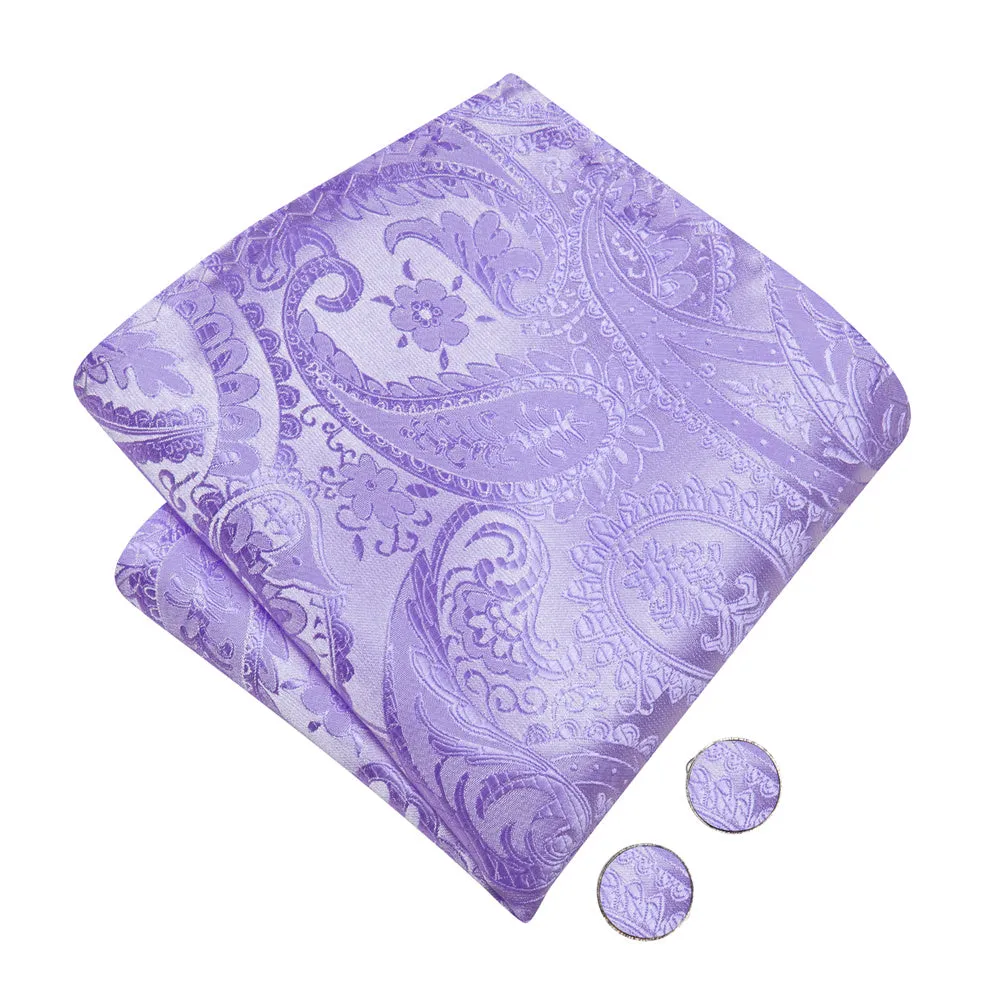 Ties2you Bright Purple Paisley Pre-tied Bow Tie Pocket Square Cufflinks Set sold by Ties2You product image thumbnail 4
