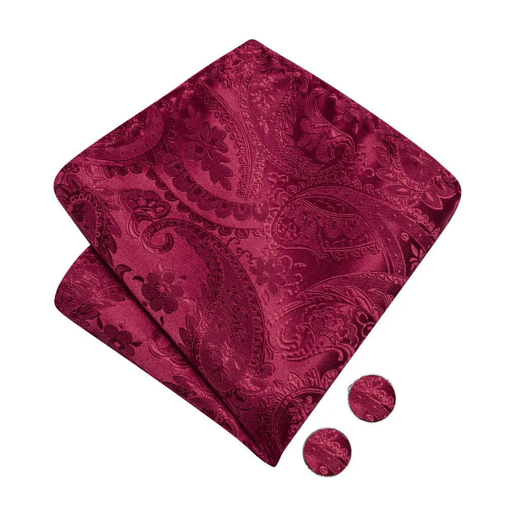 Ties2you Burgundy Paisley Pre-tied Bow Tie Hanky Cufflinks Set sold by Ties2You product image thumbnail 4