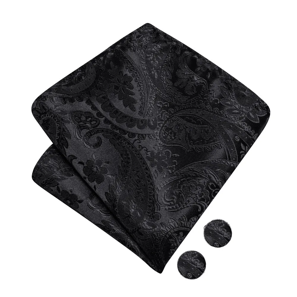 Ties2you Black Paisley Pre-tied Bow Tie Hanky Cufflinks Set sold by Ties2You product image thumbnail 4