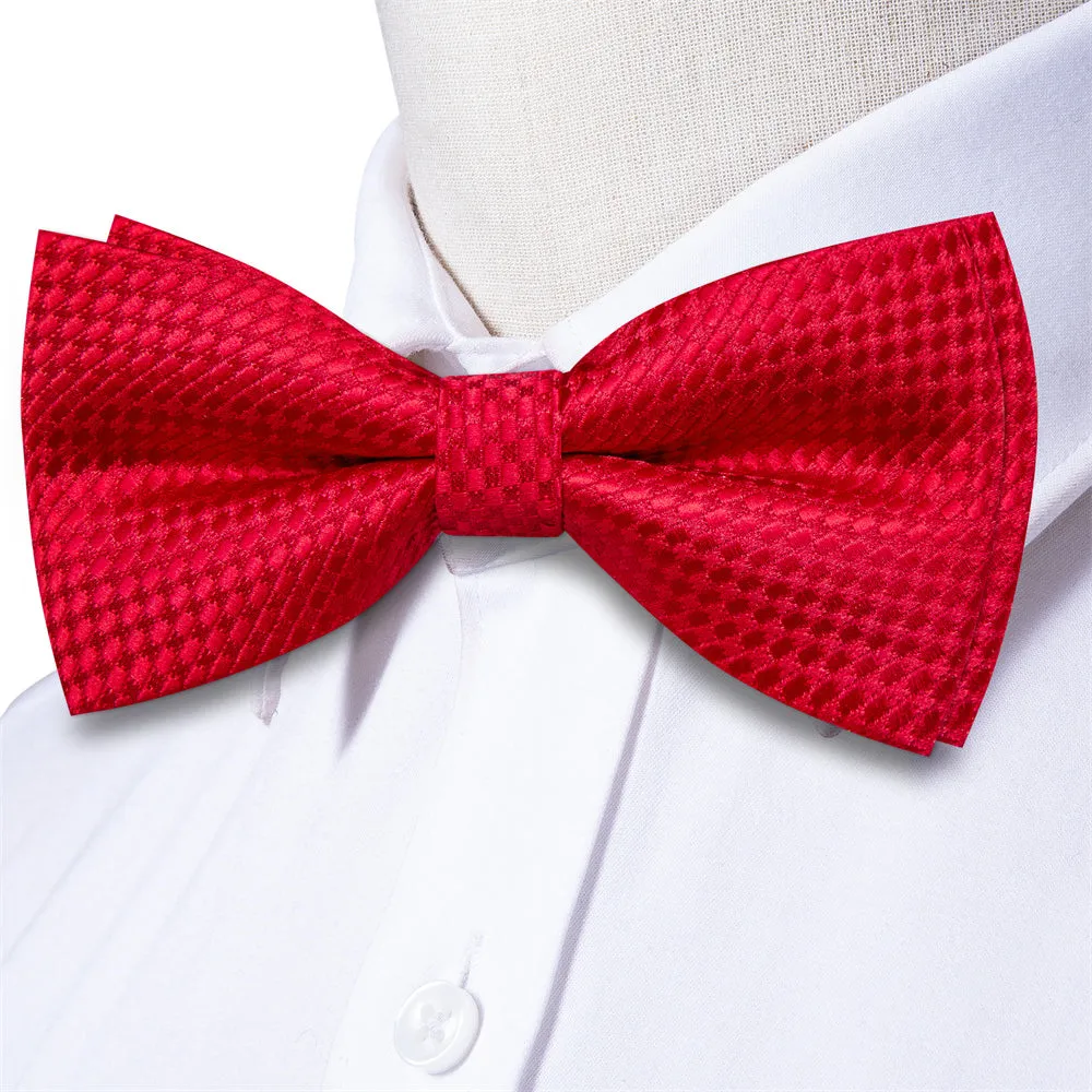 Ties2you Red Geometric Pre-tied Bow Tie Hanky Cufflinks Set sold by Ties2You product image thumbnail 2