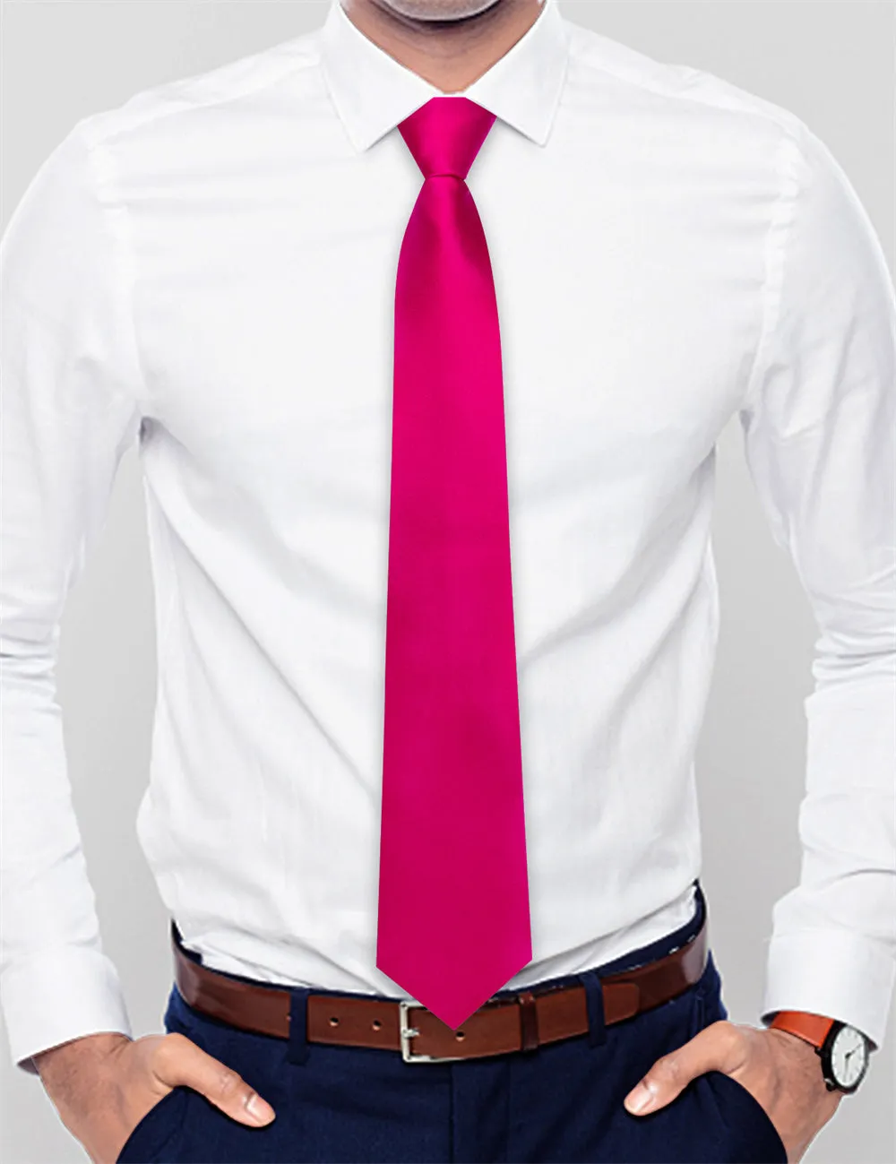 Ties2you Rose Red Solid Lazy Mens Easy-pull Silk Tie Pocket Square Cufflinks Set sold by Ties2You product image thumbnail 3