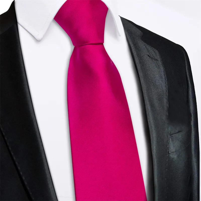 Ties2you Rose Red Solid Lazy Mens Easy-pull Silk Tie Pocket Square Cufflinks Set sold by Ties2You