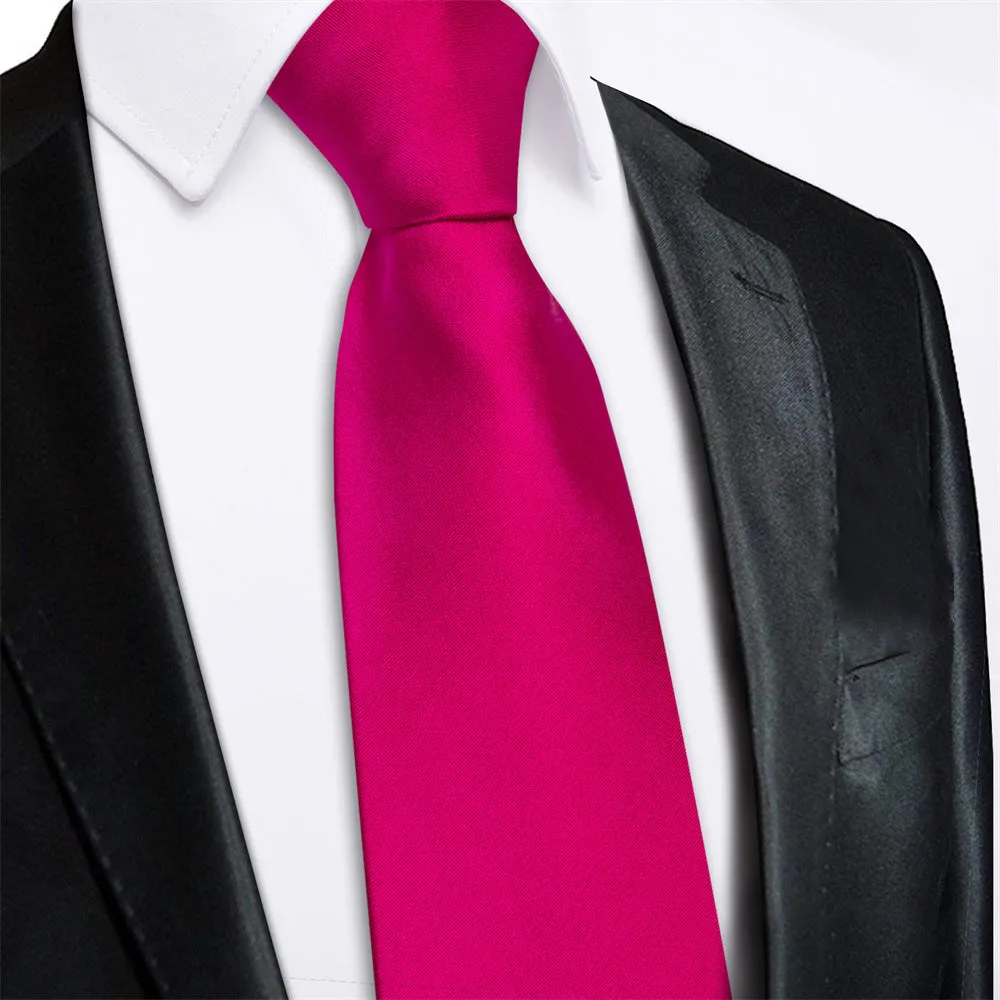 Ties2you Rose Red Solid Lazy Mens Easy-pull Silk Tie Pocket Square Cufflinks Set sold by Ties2You