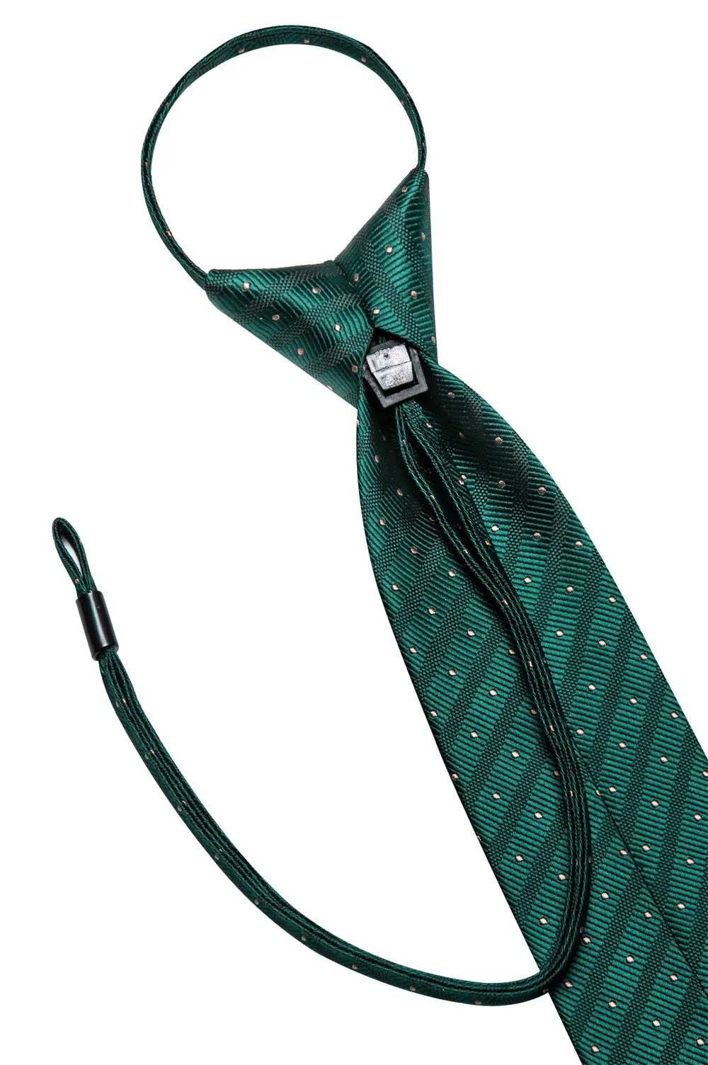 Ties2you Deep Green Striped Lazy Men's Easy-pull Silk Tie Pocket Square Cufflinks Set sold by Ties2You product image thumbnail 5