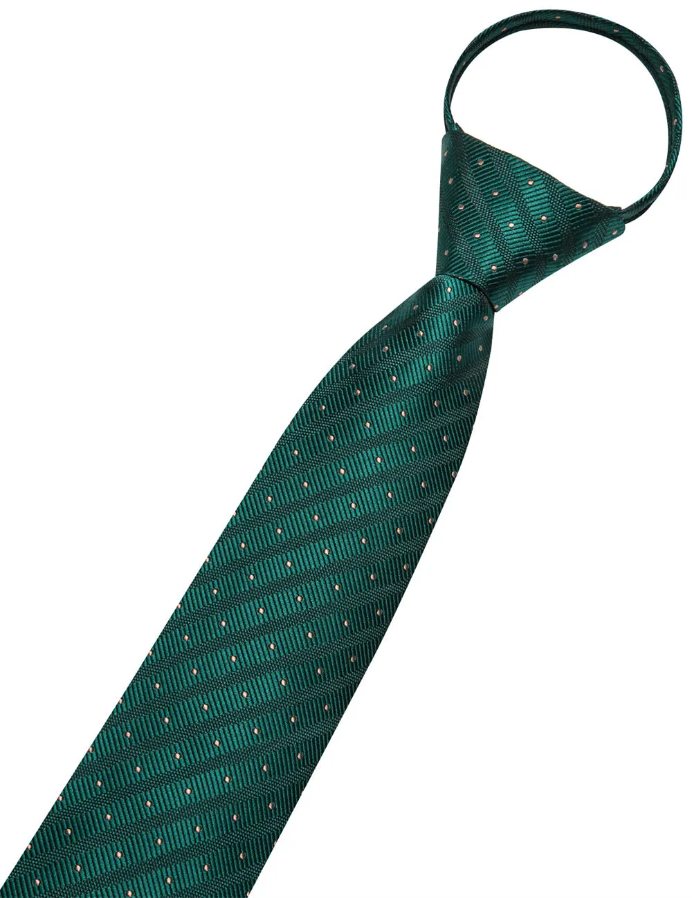 Ties2you Deep Green Striped Lazy Men's Easy-pull Silk Tie Pocket Square Cufflinks Set sold by Ties2You product image thumbnail 4