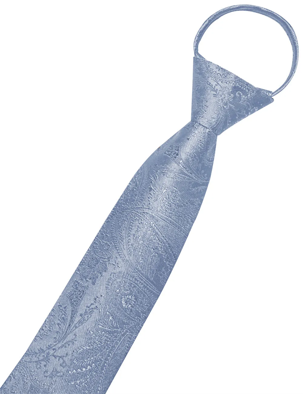 Ties2you Light Blue Paisley Lazy Men's Easy-pull Silk Tie Pocket Square Cufflinks Set sold by Ties2You product image thumbnail 4