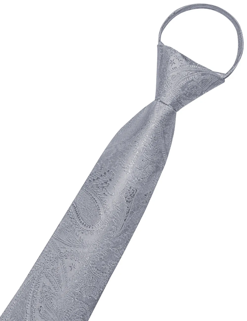 Ties2you Silver Paisley Lazy Men's Easy-pull Silk Tie Pocket Square Cufflinks Set sold by Ties2You product image thumbnail 4