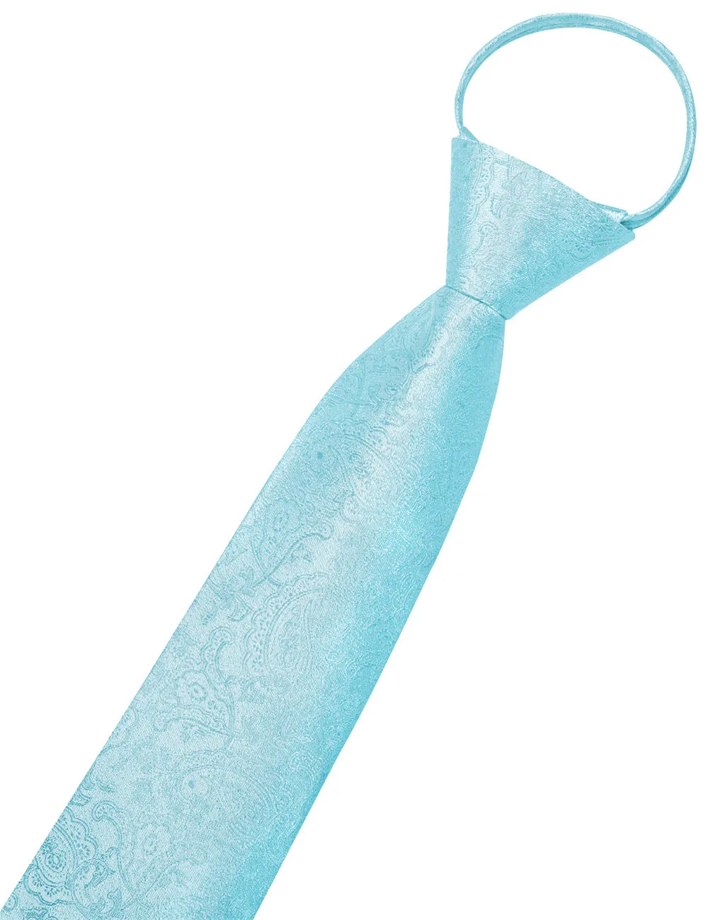 Ties2you Pale Sky Blue Paisley Lazy Men's Easy-pull Silk Tie Pocket Square Cufflinks Set sold by Ties2You product image thumbnail 4