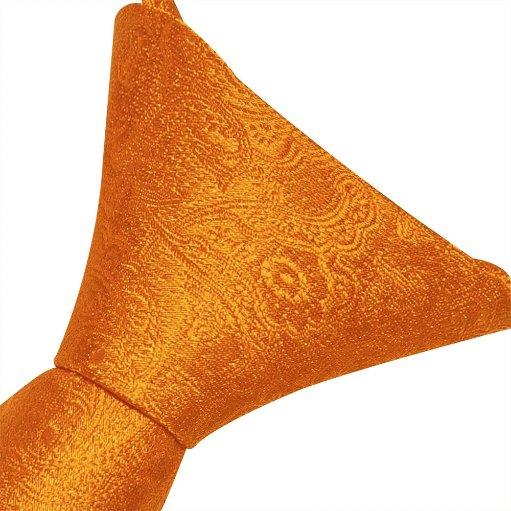 Ties2you Orange Paisley Lazy Men's Easy-pull Silk Tie Pocket Square Cufflinks Set sold by Ties2You product image thumbnail 5