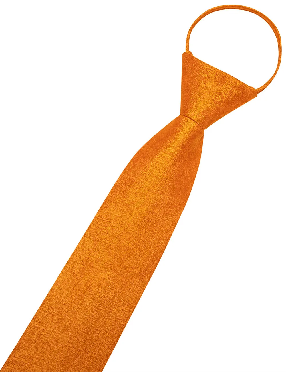 Ties2you Orange Paisley Lazy Men's Easy-pull Silk Tie Pocket Square Cufflinks Set sold by Ties2You product image thumbnail 4