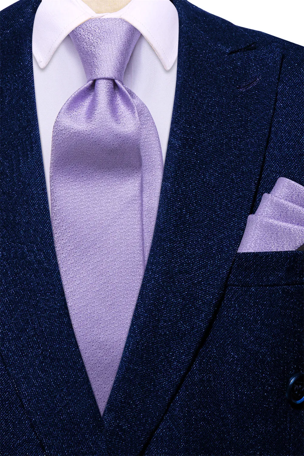 Ties2you Light Purple Solid Tie Men's Necktie Hanky Cufflinks Set sold by Ties2You product image thumbnail 3