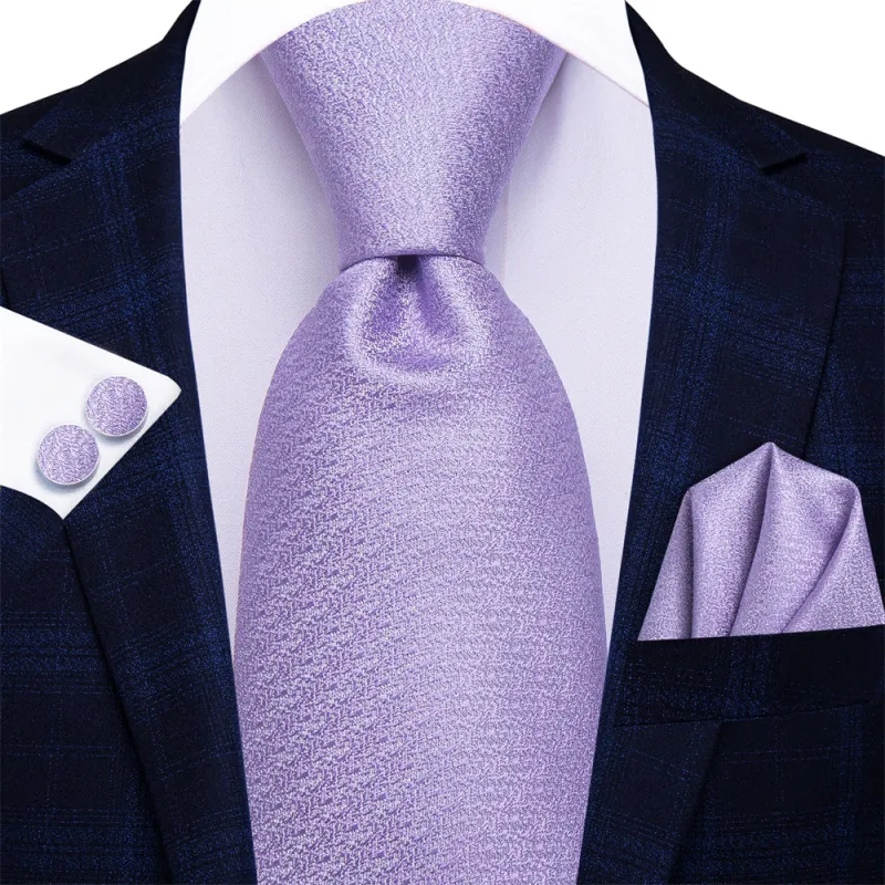 Ties2you Light Purple Solid Tie Men's Necktie Hanky Cufflinks Set sold by Ties2You