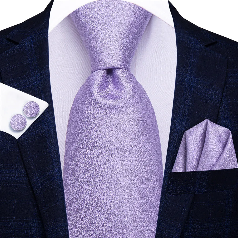 Ties2you Light Purple Solid Tie Men's Necktie Hanky Cufflinks Set sold by Ties2You