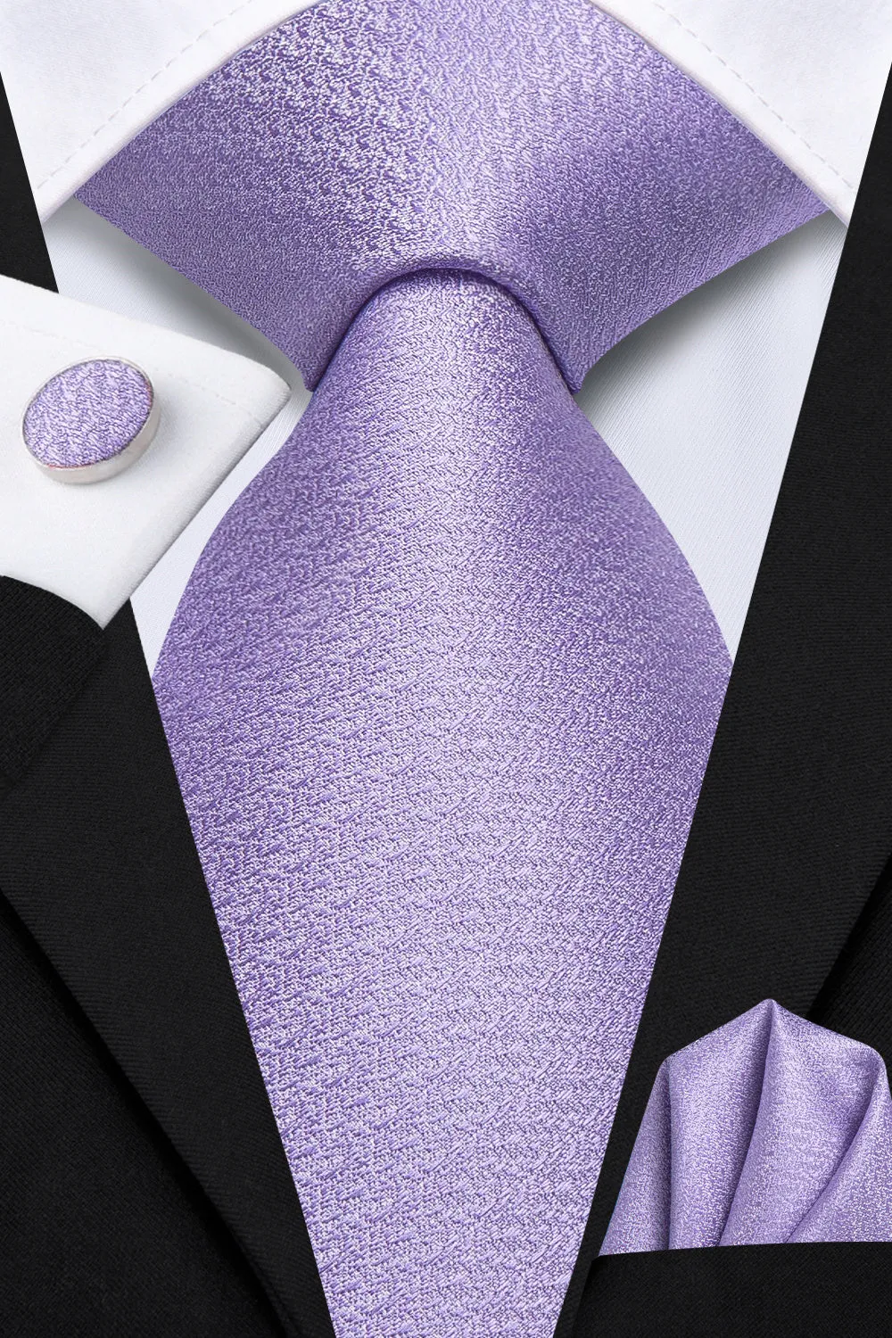 Ties2you Light Purple Solid Tie Men's Necktie Hanky Cufflinks Set sold by Ties2You product image thumbnail 2