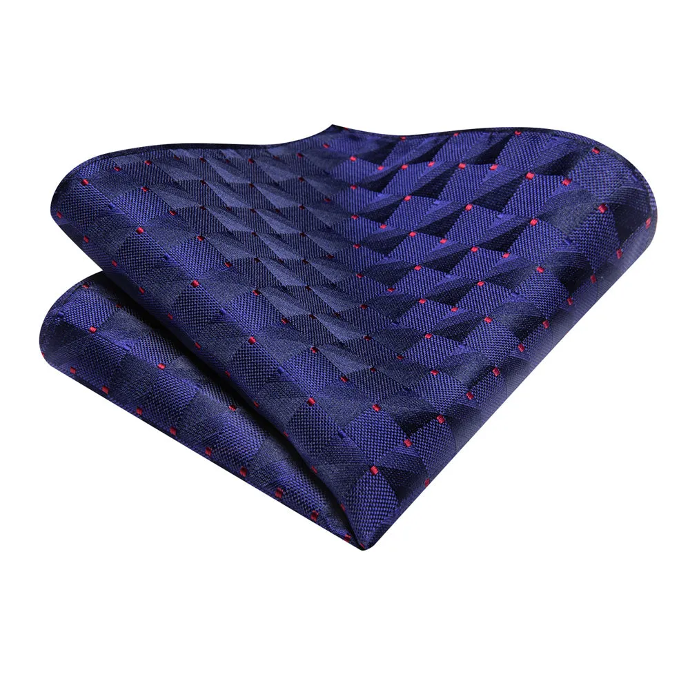 Ties2you Sapphire Blue Men's Necktie Pocket Square Cufflinks Set sold by Ties2You product image thumbnail 5